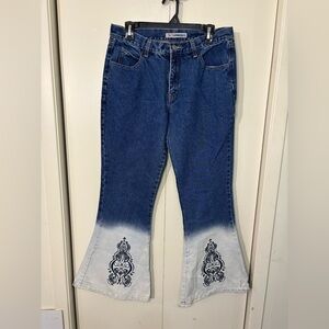 Santa Barbara Blue and White Flared Women Jeans